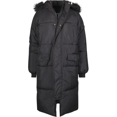 Winterjacke URBAN CLASSICS "Urban Classics Damen Ladies Oversize Faux Fur Puffer Coat", Damen, Gr. M, schwarz (schwarz, schwarz), 100% Polyester, unifarben, oversize, ohne Ausschnitt, Jacken Winterjacke