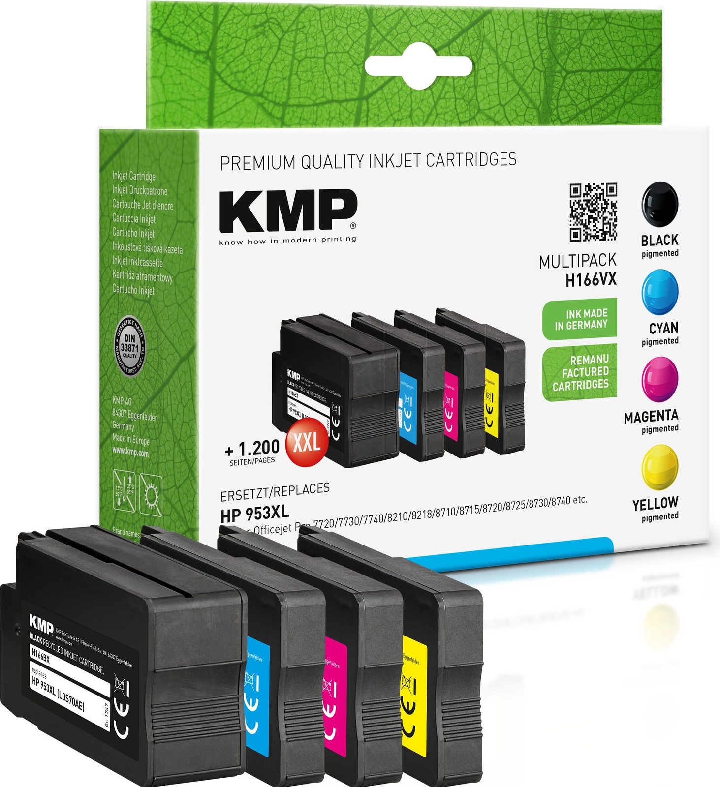 KMP Multipack inktcartridges compatibel met HP 953 XL, zwart/cyaan/magenta/geel