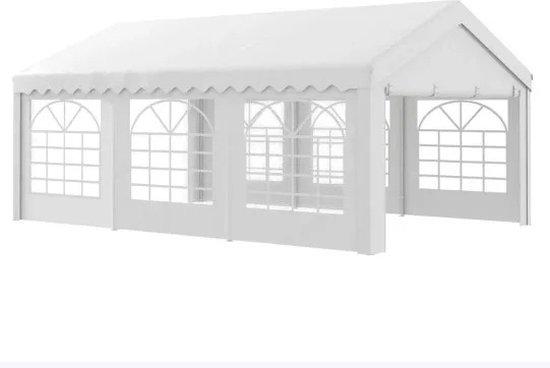 Partytent - Hochwertiges Canvas - Galvanisierter Stahlrahmen - Wasserdicht - Mit Seitenwänden - 6 m x 4 m x 2,8 m