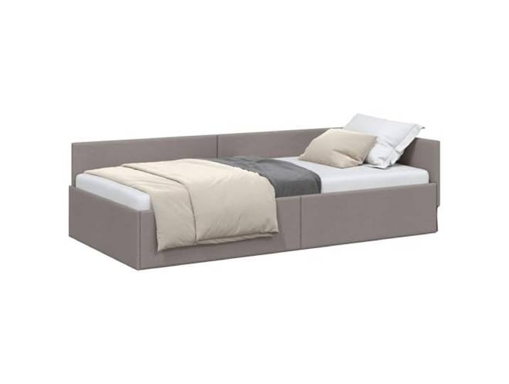 PUGYNBK Eck-Bettgestell, Taupe, 90 x 190 cm, Stoff Bettgestell für Sofa in L-Form, Sperrholz und Holz, wendbares Kopfteil, platzsparend, trockenes Tuch