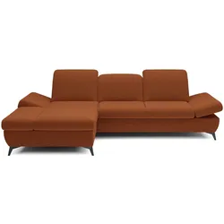 ECKSOFA FELICE L-S Orange Geflochtener Stoff mit Schlaffunktion