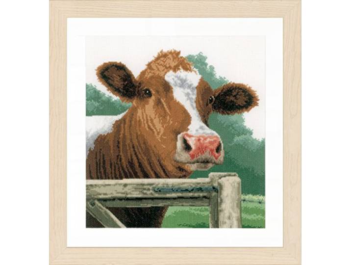 Lanarte Kruissteekset koe, Aida, kruissteekverpakking met tellerpatroon, katoen, meerkleurig, 35 x 35 x 0,3 cm