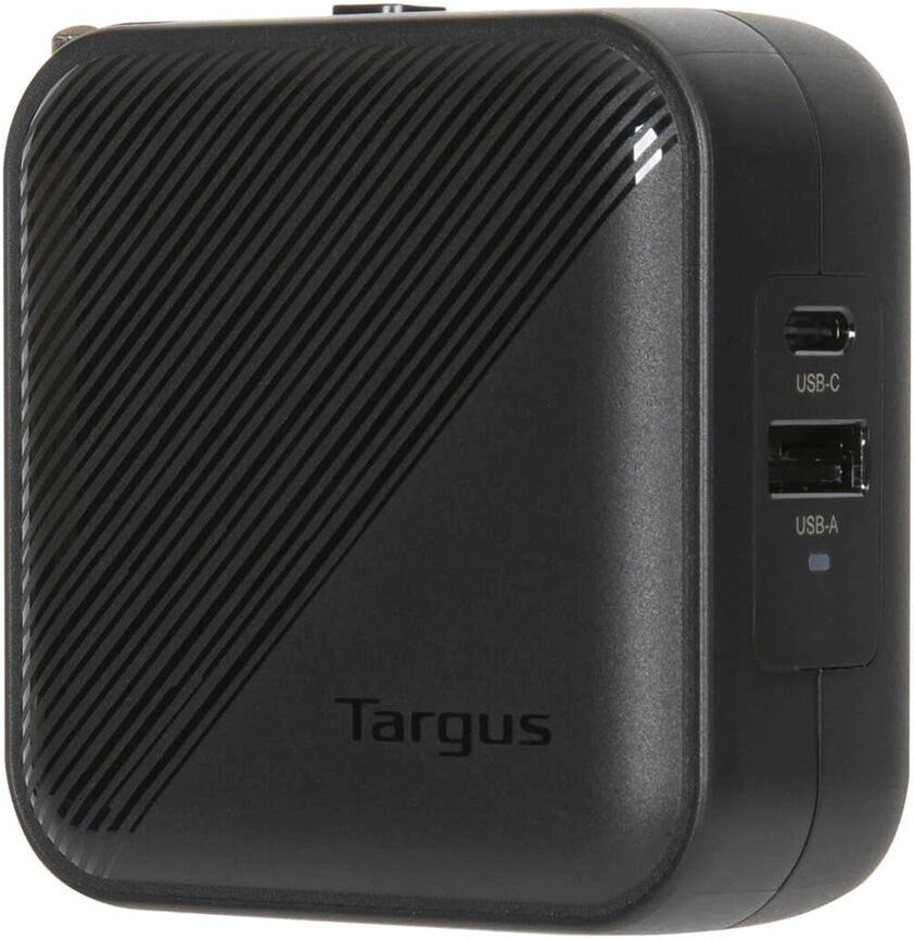 Targus GaN 65W PD Vægoplader m. USB-C, USB-A & Rejseadapter - Sort