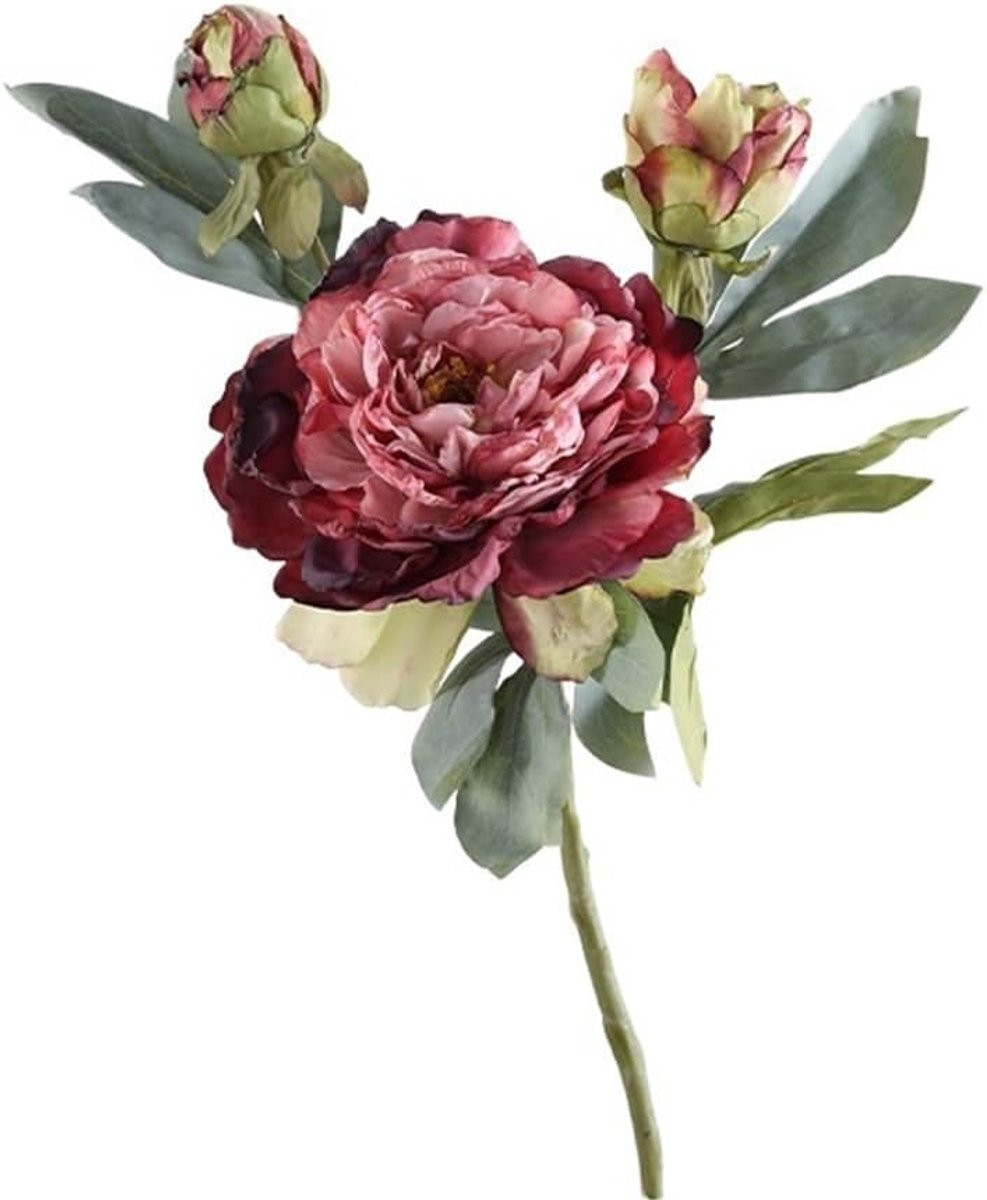 Bruine Kunstbloemen Pioenroos Decoratie - 66 cm Hoog