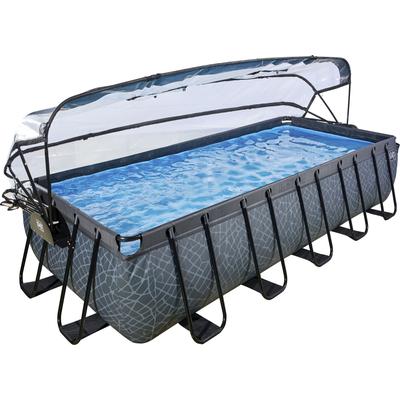 Framepool EXIT "inkl. multifunktionaler Poolabdeckung", grau, B:250cm H:100cm L:540cm, Schwimmbecken, BxLxH: 250x540x100 cm, Sandfilter- und Wärmepumpe, Sicherheitsleiter