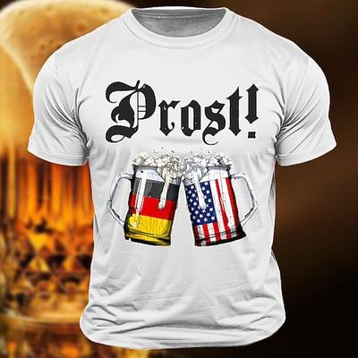 Männer Prost Deutsche Amerikanische Flagge Bier Grafik-T-Shirt - Oktoberfest Cheers Tee