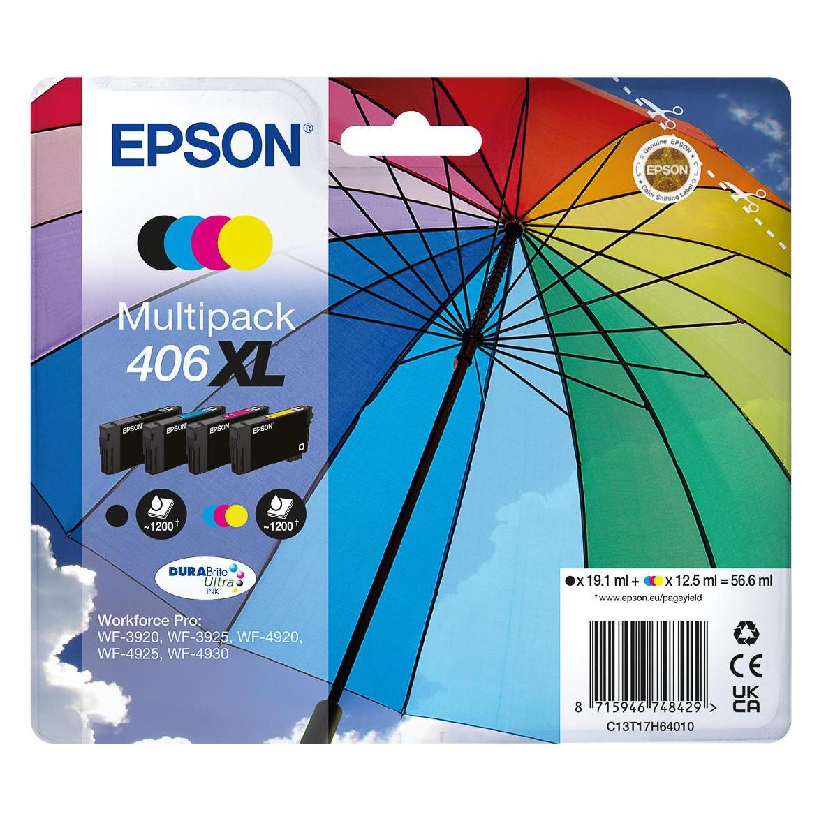 Epson Multipack 4-colour 406XL Umbrella DURABr (BK, C, M, Y) (C13T17H64010)
