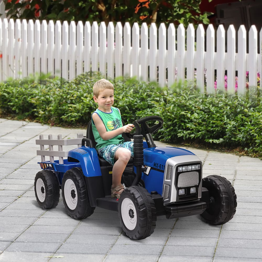 Homcom Tracteur électrique télécommande 12v bleu Bleu 137x53x50cm