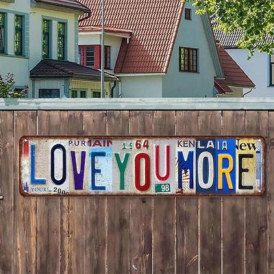 Vintage-Metallschild „Love You More", Wanddekoration über der Tür, Retro-Straßenschilder, dekorative Wanddeko für Hausbar, Café, Flur, Eingangsbereich, warme, romantische Wohndekoration