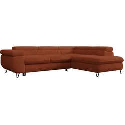 ECKSOFA PEDRO L Orange Plüsch - Rechts Seite