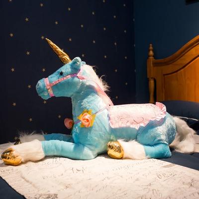 Uplifted Finds Large 100 Cm Unicorn Plush Toy Soft Stuffed Animal For Kids blue