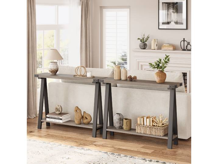 Table console, table d'entrée et table de canapé de 42,9 pouces, table console étroite à 2 niveaux, tables console pour entrée, bureau