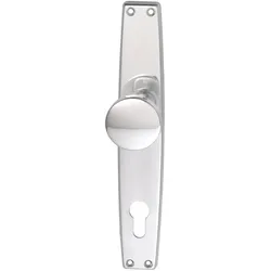 Grundmann, Türgriff + Türgarnitur, Knopflangschild WG 1000 FAVORIT - PZ 88, Aluminium poliert ÖNORM (Türgarnitur)