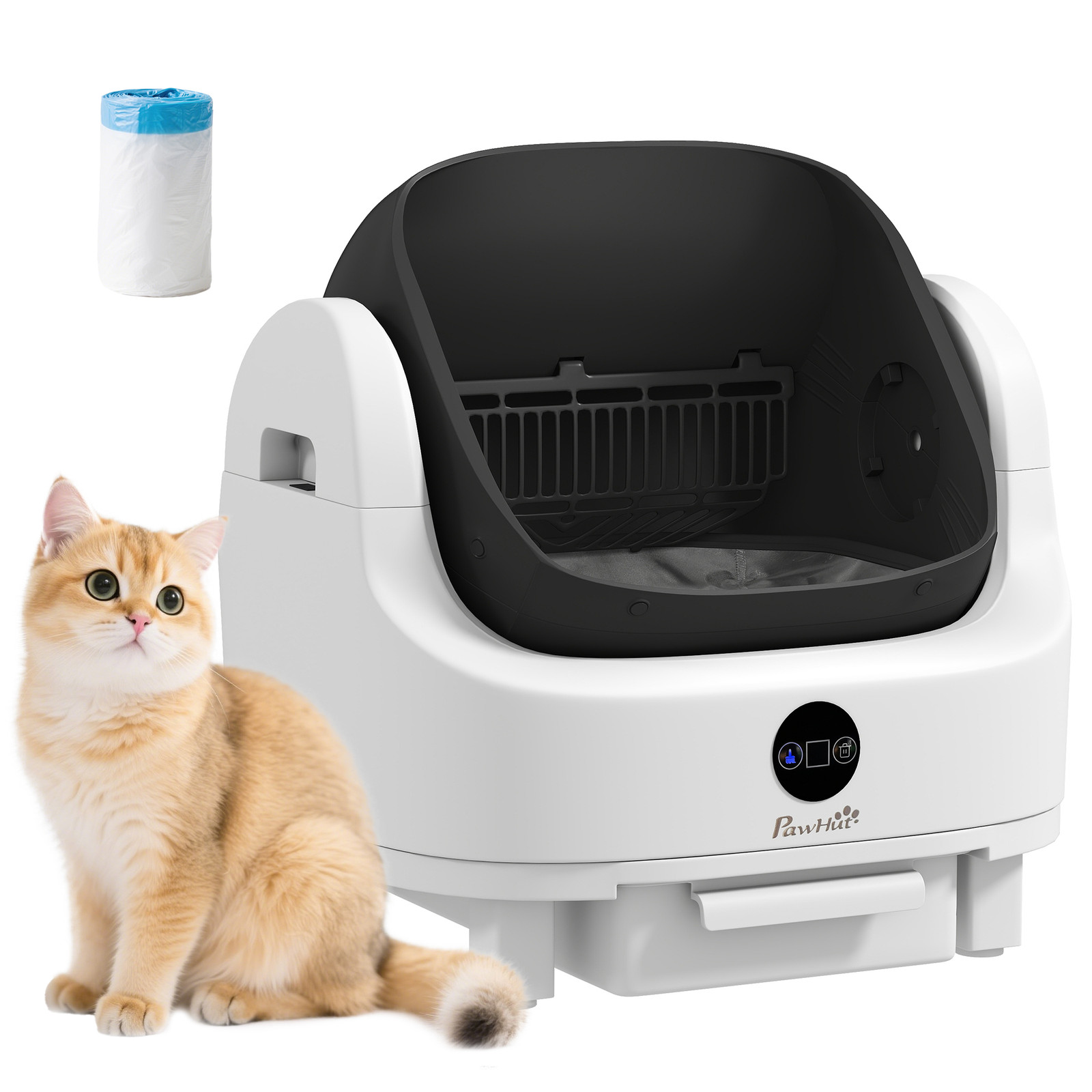 PawHut Zelfreinigende kattenbak open model met geurisolatie en veiligheidsbescherming wit