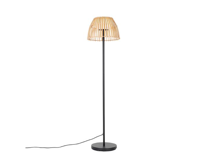 Lampadaire d'extérieur rustique noir avec bambou avec LED -