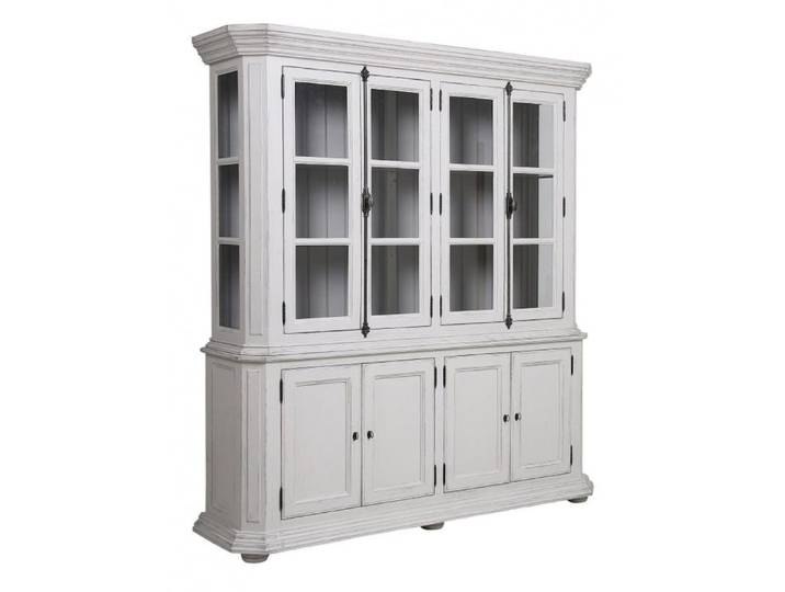 Buffet vaisselier 4 portes vitrées en bois blanc