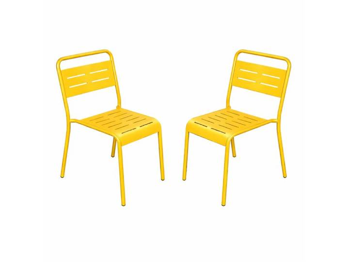 BERGAME - Lot de 2 chaises de jardin empilables jaunes