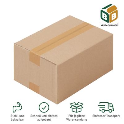 BB-Verpackungen GmbH 200 x Faltkartons (200 x 150 x 90 mm) stabil 1-wellig Versandkarton Päckchen DHL Hermes Schachtel Box Paket braun BB-Verpackungen