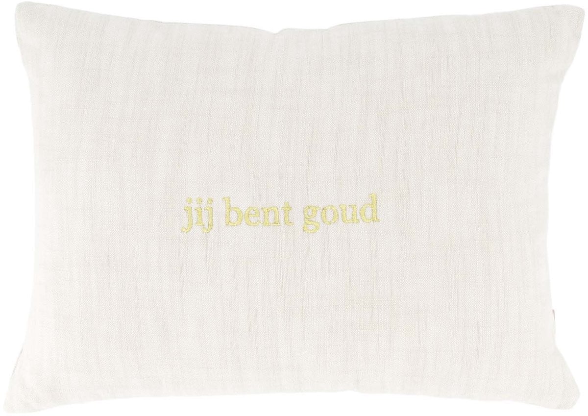Zusss Kussen Jij Bent Goud - Peper en Zout / Goud - 35 x 25 cm