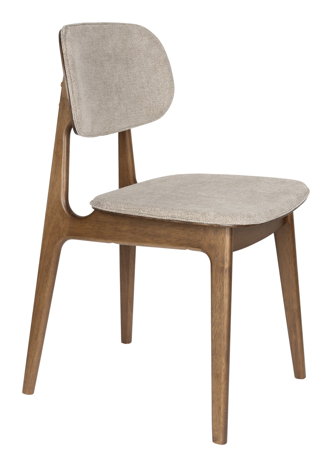 Dutchbone Eetkamerstoel Marais met geweven stof en hout in beige