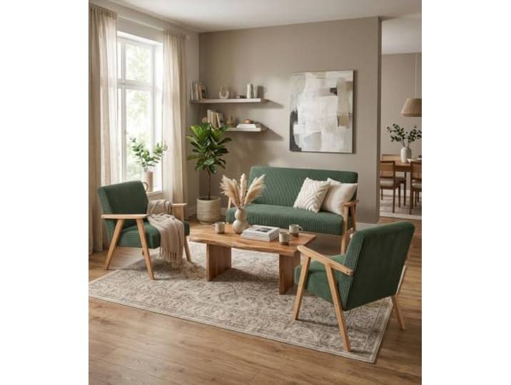 Family Meble Sitzgruppe Soler Apollo – Zweisitzer-Sofa und 2 Sessel im Retro-Stil – Variante Apollo 140