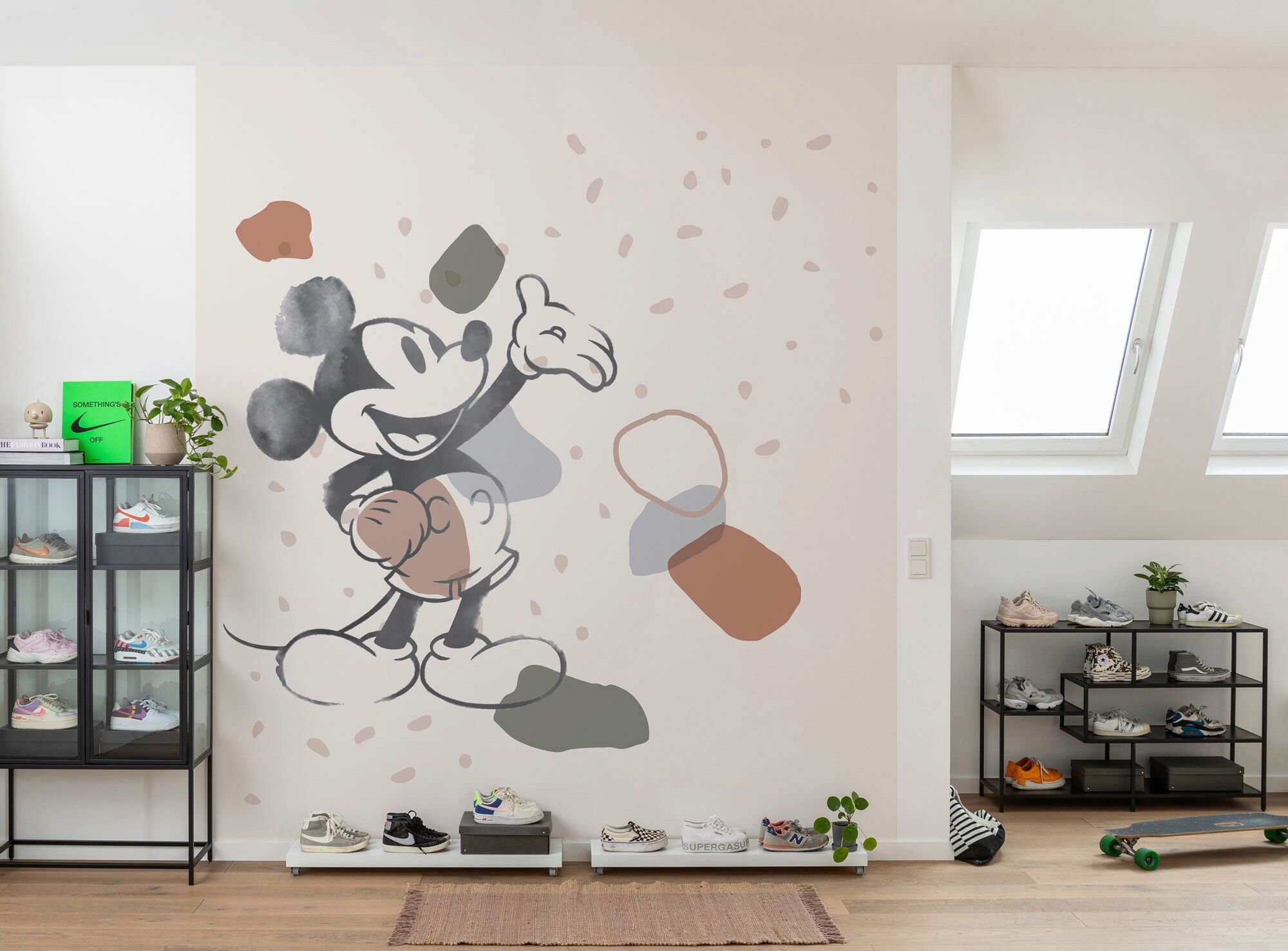 Vliestapete KOMAR "Digitaldruck Vlies - Mickey Organic Shapes - Grösse 250 x 280 cm", orange (braun, orange, schwarz), B:250m L:280m, Vlies, Tapeten, Vliestapete, Kinderzimmer braun, orange, schwarz B/L: 250m x 280m, Rollen: 1