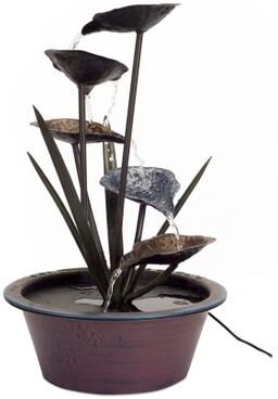 "Bronze Metal Lotus Leaf Fountain 22""H by Melrose in Bronze"