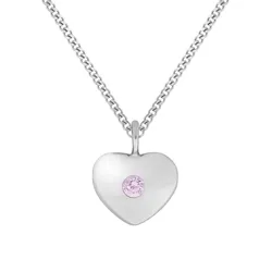 Zeeme for Kids Halskette Silber 925 Herz-Motiv Zirkonia pink