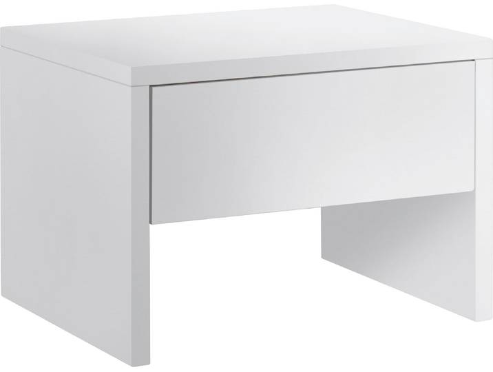 Nachttisch HASENA Salva , weiß (weiß deckend, weiß deckend lackiert), B:48cm H:35cm T:40cm, Kernbuche massiv, Tische, Nachttisch