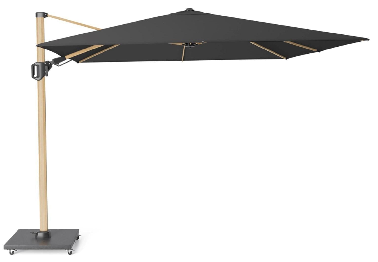 Platinum Zweefparasol Challenger T2 Premium 300x300 cm zwart met eikenkleurig frame