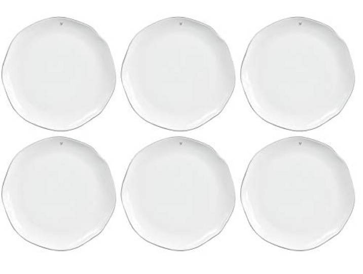 CREAFLOR HOME 6er Set Speiseteller, Essteller KLEINES Herz grau D. 27cm Bastion Collections