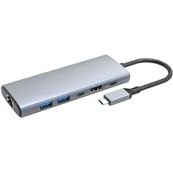 DLH USB-C Mini-Dockingstation HDMI 4k (USB-C, 6 Ports), Dockingstation + USB Hub, Grau