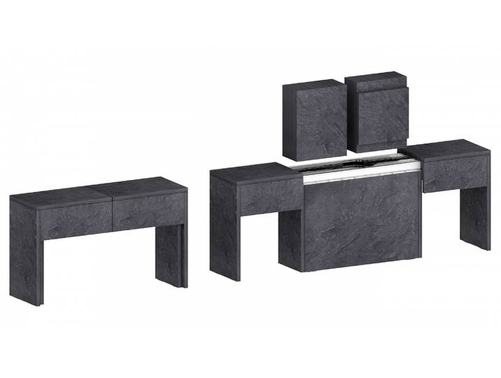 Sitzgruppe HOME AFFAIRE Praktika , grau (zement), B:290cm H:45cm T:25cm, Sitzmöbel-Sets, Sitzgruppe, Je Bank ausziehbar bis 290 cm