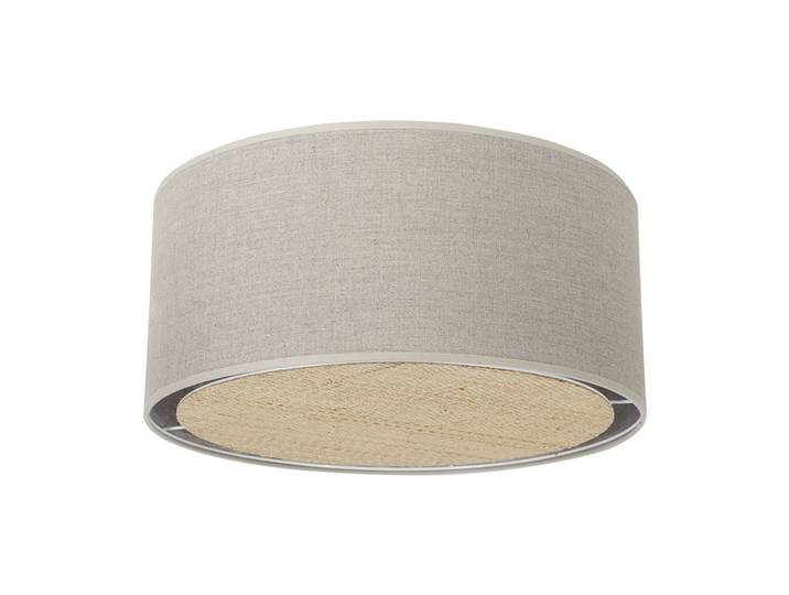 Plafonnier cylindrique en lin beige et rabane naturelle D40 cm TRAVES