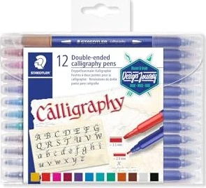 STAEDTLER Kalligraphie-Marker "Calligraph Duo" - 12 Farben - 2,0 mm / 3,5 mm - doppelseitig, 12 Stück