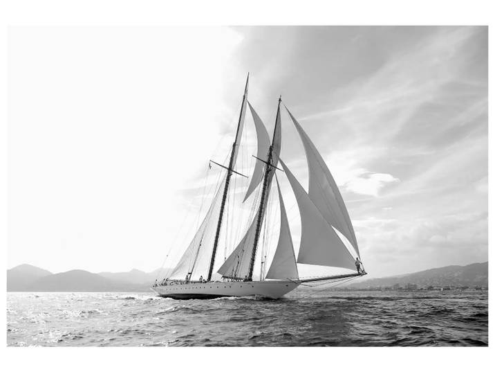 Digitaldruck auf Glas Segelschiff in Schwarz Weiss image LAND