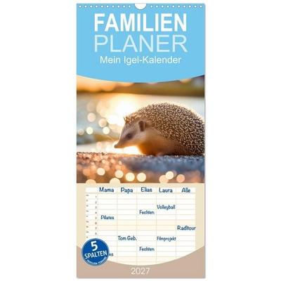 Familienplaner 2027 - Mein Igel-Kalender mit 5 Spalten (Wandkalender, 21 x 45 cm) CALVENDO