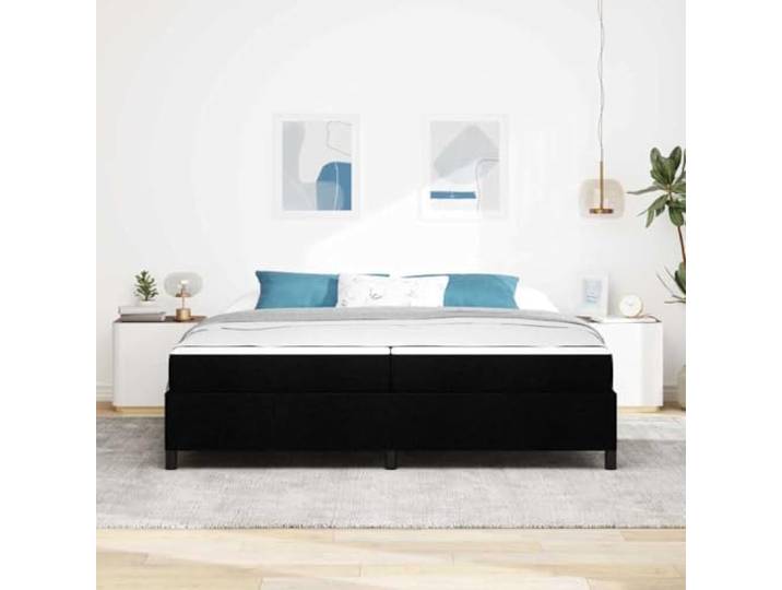 KTHLBRH Boxspringbett mit Matratze schwarz 200 x 200 cm Stoff Technisches Holz, Taschenfedern, extra Schaumstoff, fester Lattenrost, 280 kg