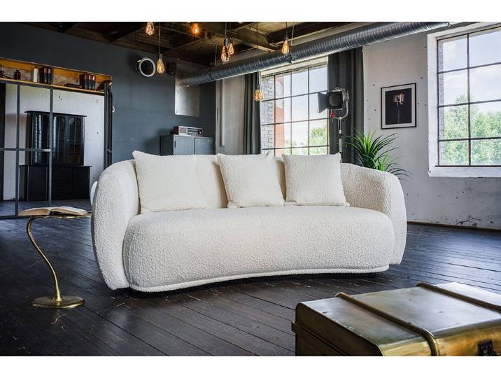KAWOLA 3-Sitzer RADA, Sofa Couch Stoff cremeweiß 209x109 cm