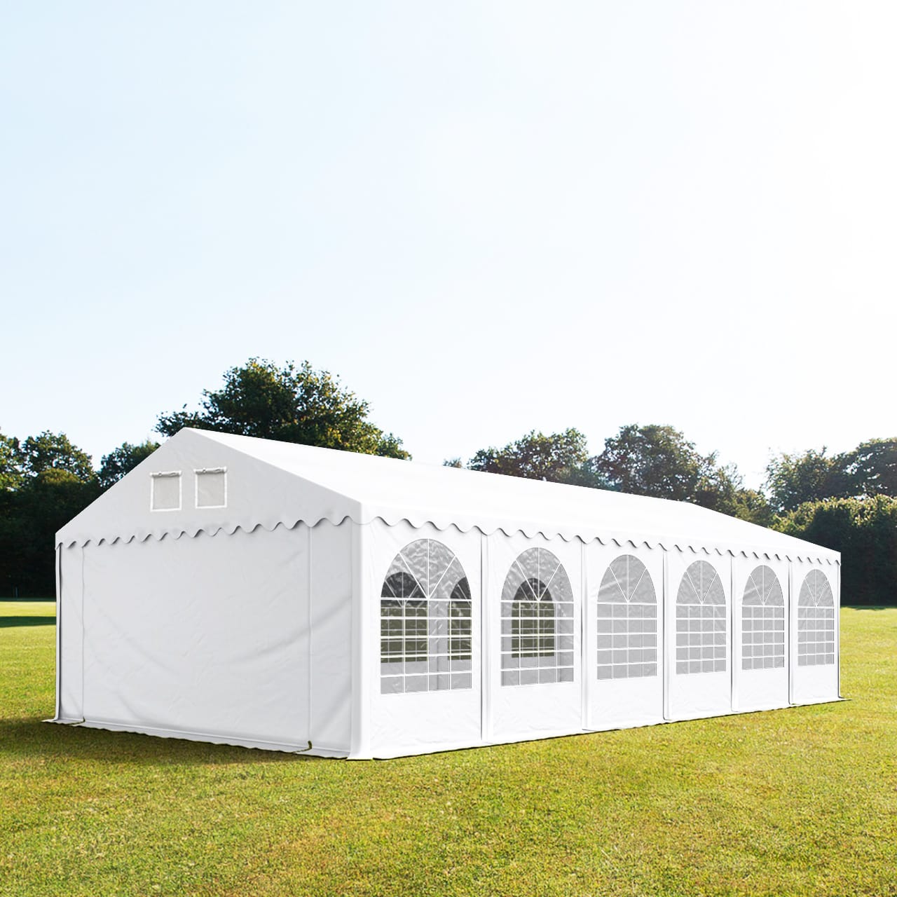 TOOLPORT 5x12m Partyzelt, PVC-Plane, weiß, mit Bodenrahmen - (2659)