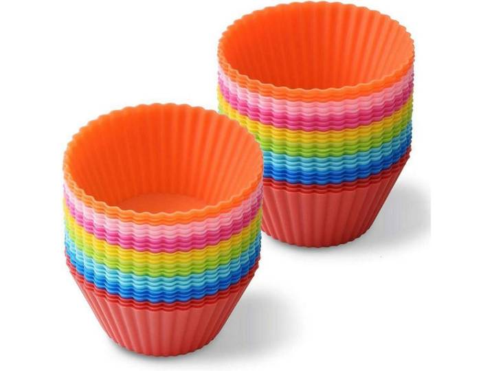 Backförmchen 48-teiliges Set Silikon bunt, Mehrfarbig, Kunststoff, 4.2x3x7 cm, Backen & Backzubehör, Backformen, Muffinformen