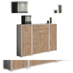 moebel-dich-auf Aktenschrank TABOR 16 in lichtgrau / Gold Harbor Oak, Schrankwand, Büroschrank, Metallgriffe