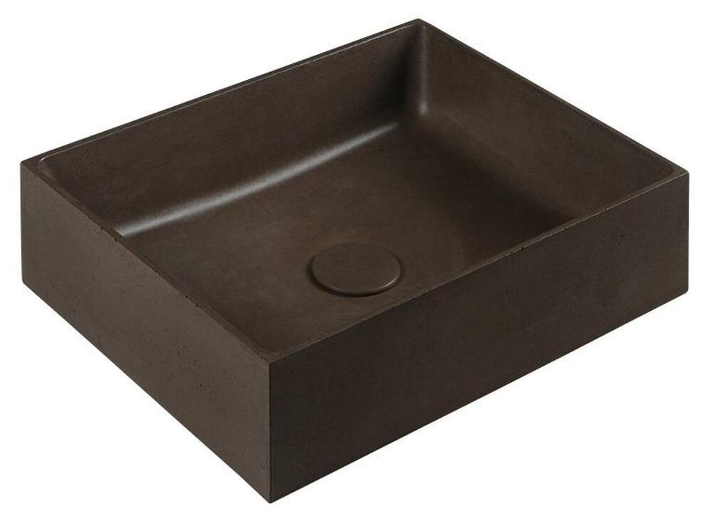 FORMIGO Betonwaschbecken zum Aufsetzen, 47,5x36,5cm, Dunkelbraun matt