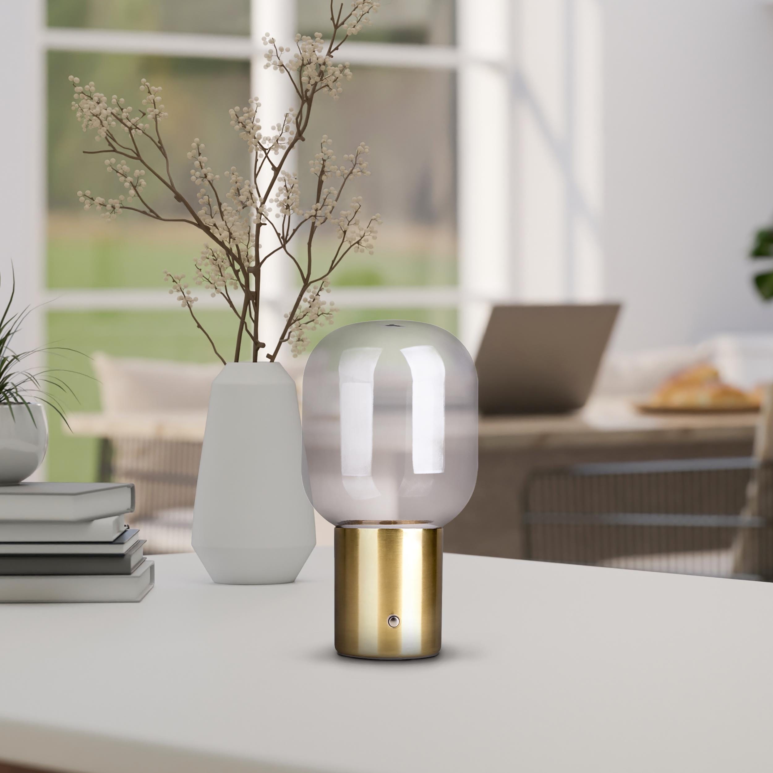 NÄVE LED Tischleuchte "Albero", gold (messing poliert, smoky), Ø 13cm H: 25cm, 1 Stk., Leuchten, Stufenlos dimmbar, LED Tischleuchte