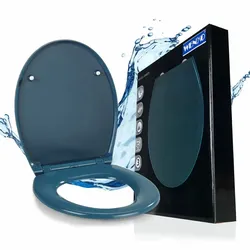 WENKO WC Sitz Mod. Samos Slate Blue, Toilettendeckel mit Absenkautomatik