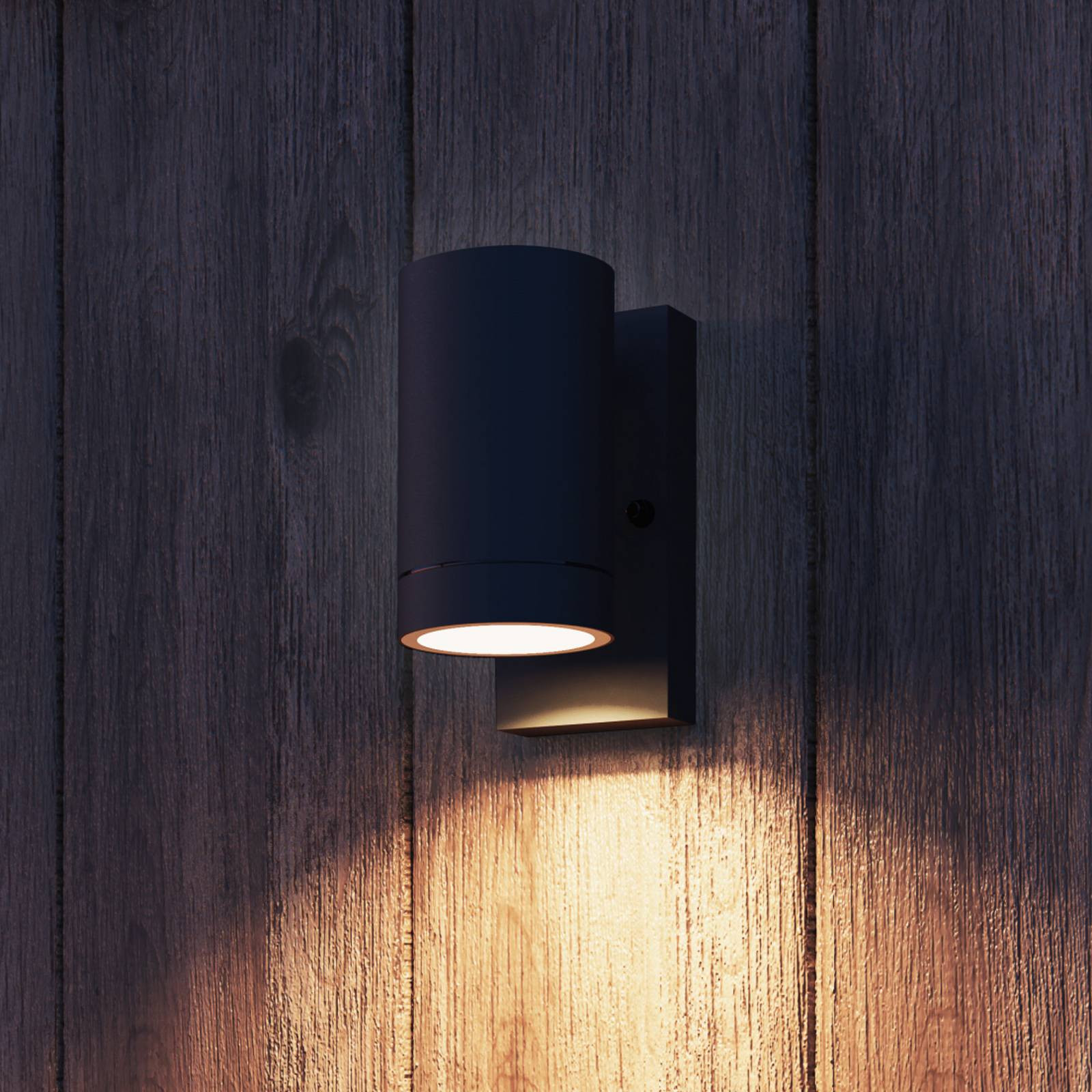 Calex Wandlamp Alba Buiten, Zwart, Aluminium, Modern, Downlight