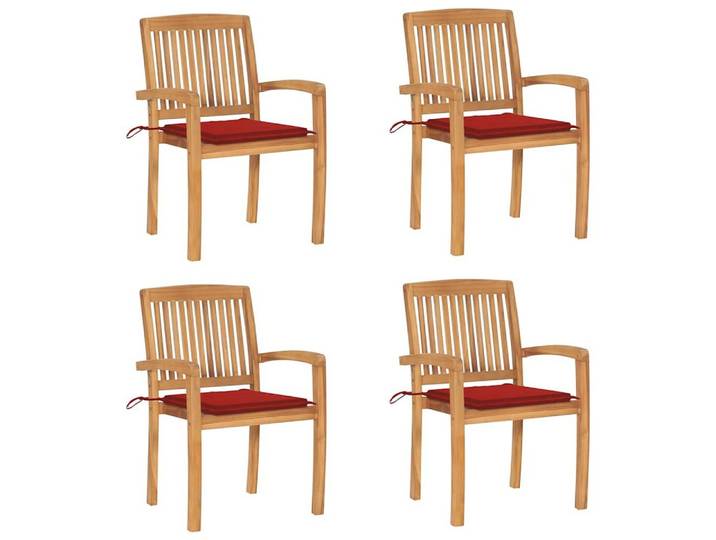 furnicato Gartenstuhl Gartenstuhl-Set Naturholz 60x57,5x90 cm Rot (4 St), Witterungsbeständige Sitzgruppe, stapelbar mit bequemen Kissen