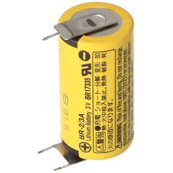 Panasonic BR-2/3A Lithium Batterie mit Print Kontakt ++-, 2er Print Plus und 1er Print Minus, BR17335, 3,0 Volt, Rastermaß 7mm