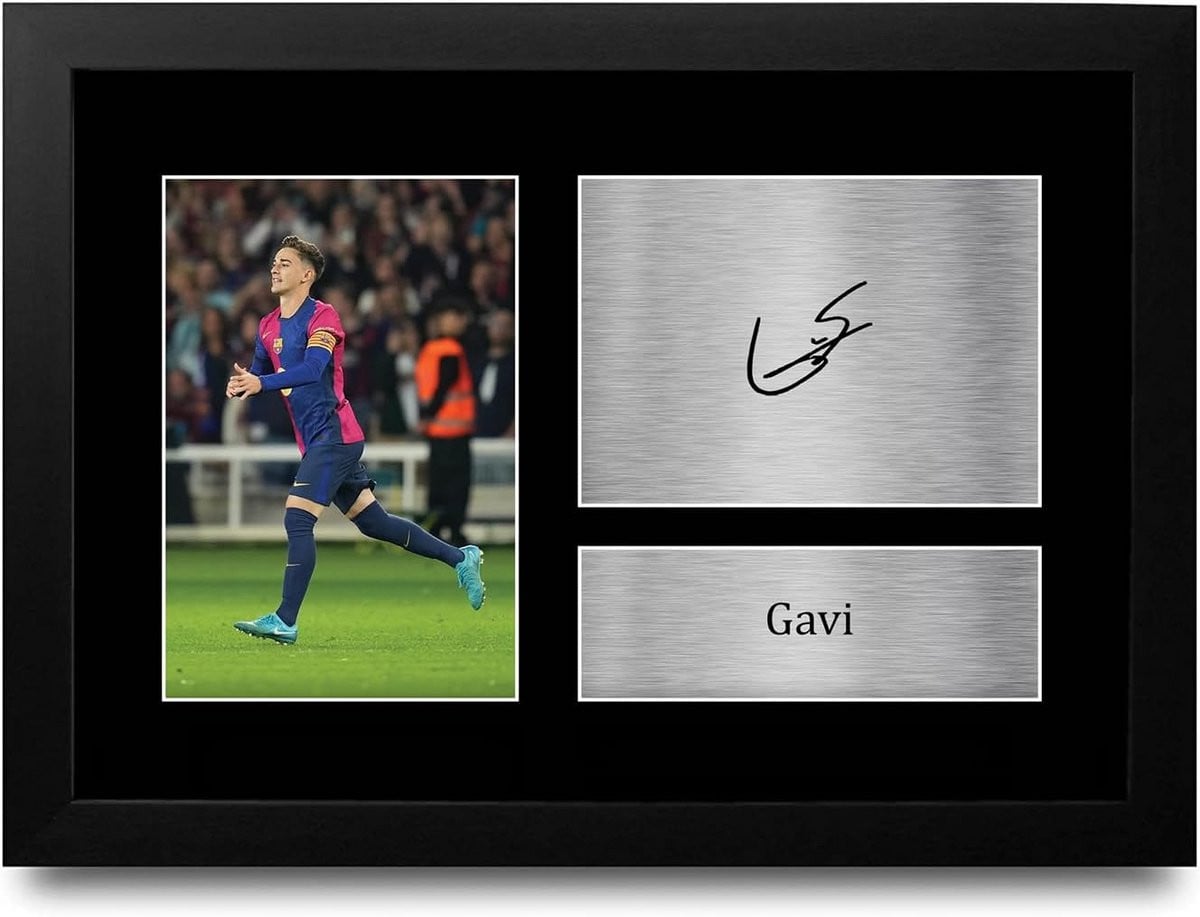 Ingelijste Voetbalfoto met Gedrukte Handtekening - A4 Wanddecoratie voor Fans