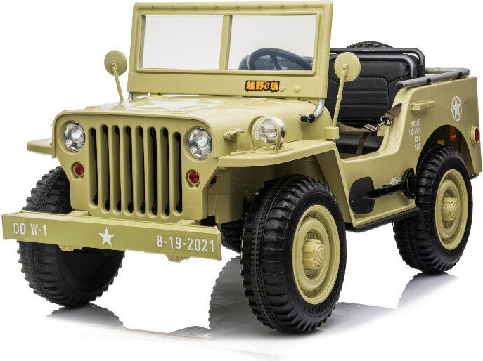 Kinderfahrzeug - Elektro Auto Offroad 3 Sitzer mit 12V14A Akku und 4 Motoren "Camouflage Grün" 2,4Ghz+Ledersitz+EVA